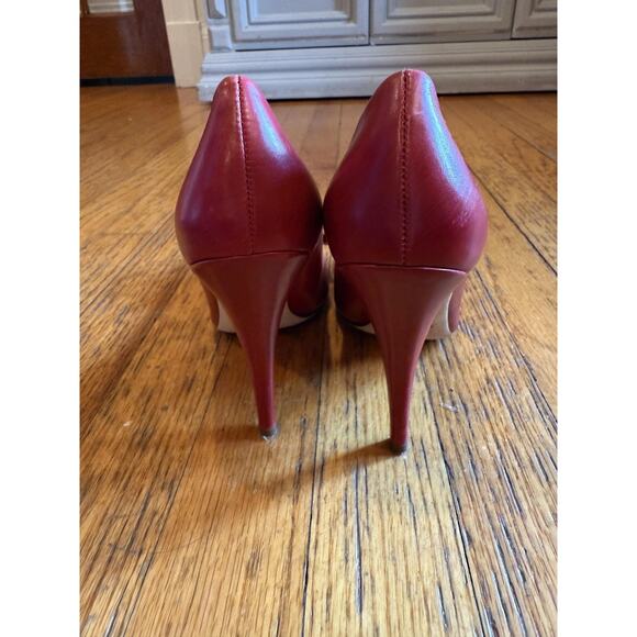 J.Crew Collection Pumps Womens Size 7.5 Red Made in Italy Leather Bow Stiletto - Picture 10 of 10
